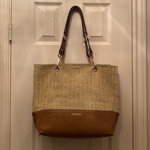 Calvin Klein Tan and Brown Tote Bag